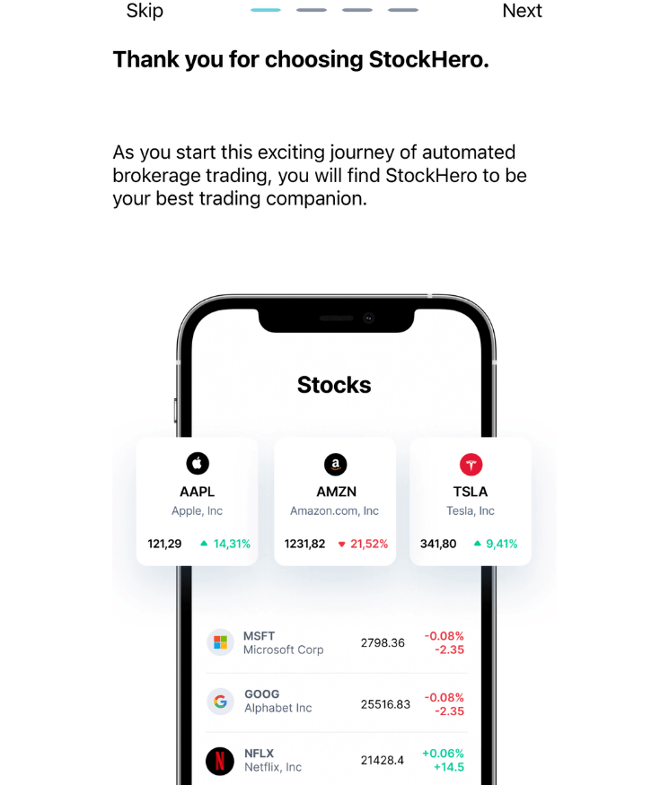 StockHero easy to use trading interface